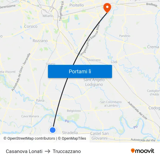 Casanova Lonati to Truccazzano map