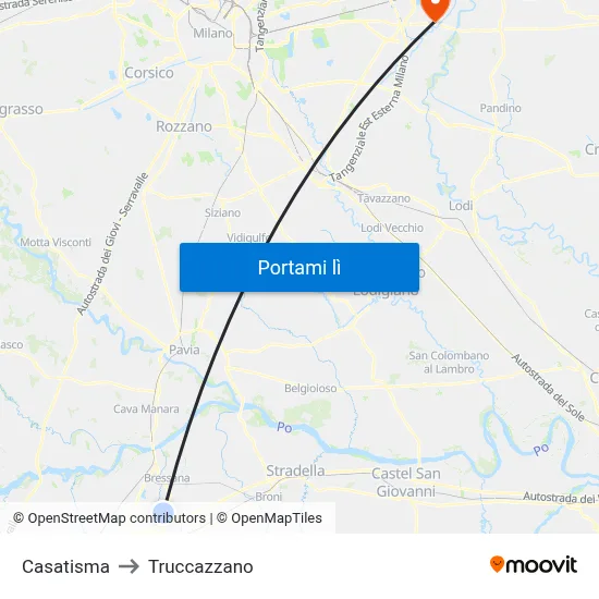 Casatisma to Truccazzano map