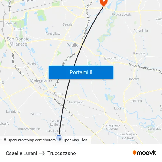 Caselle Lurani to Truccazzano map