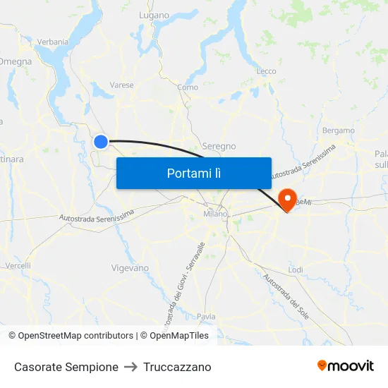 Casorate Sempione to Truccazzano map