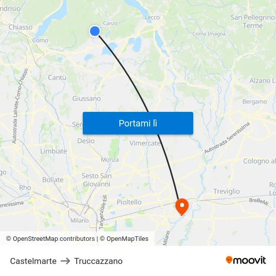 Castelmarte to Truccazzano map
