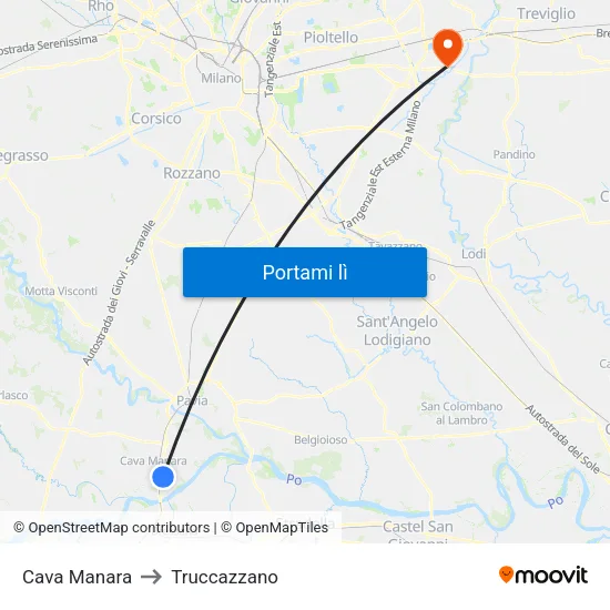Cava Manara to Truccazzano map