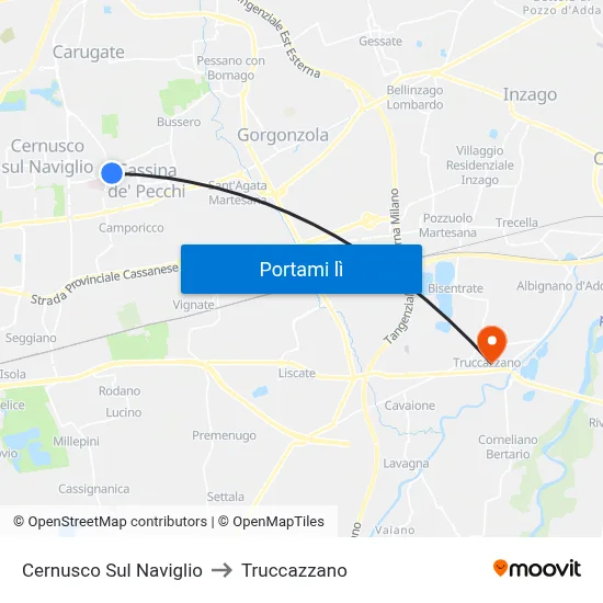 Cernusco Sul Naviglio to Truccazzano map