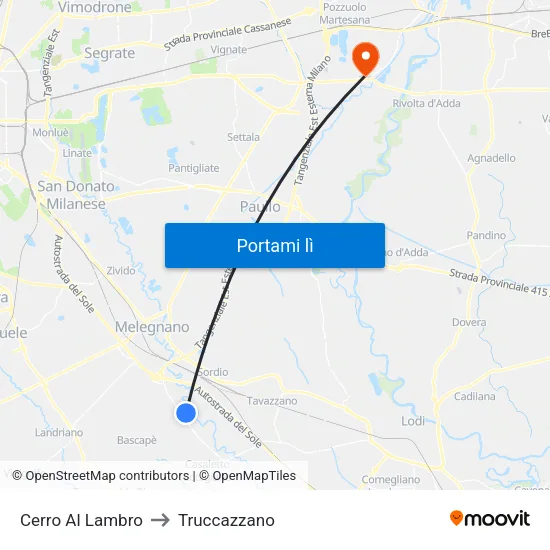 Cerro Al Lambro to Truccazzano map