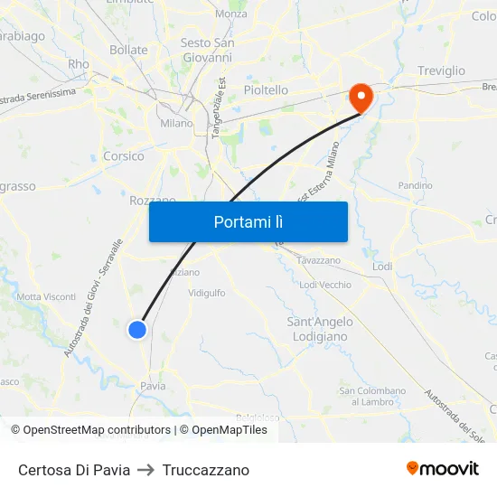 Certosa Di Pavia to Truccazzano map