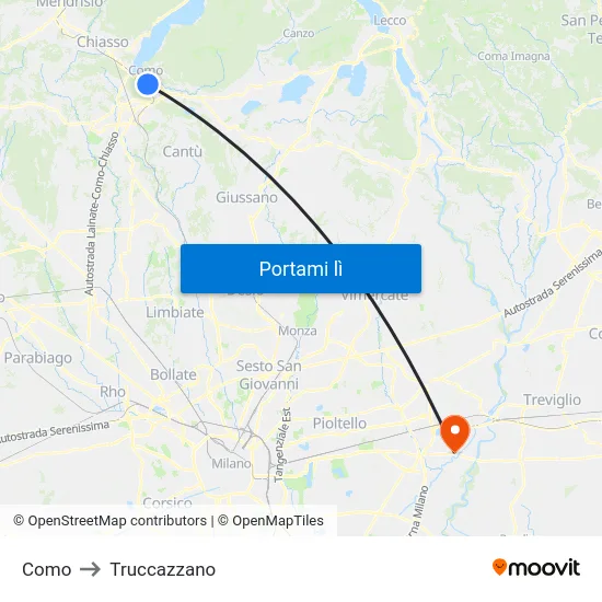 Como to Truccazzano map