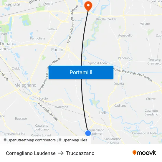 Cornegliano Laudense to Truccazzano map