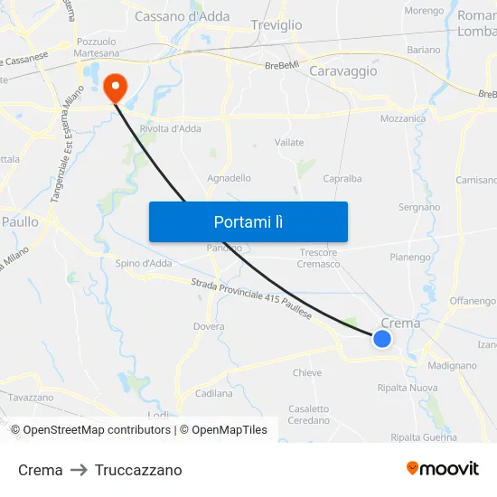 Crema to Truccazzano map