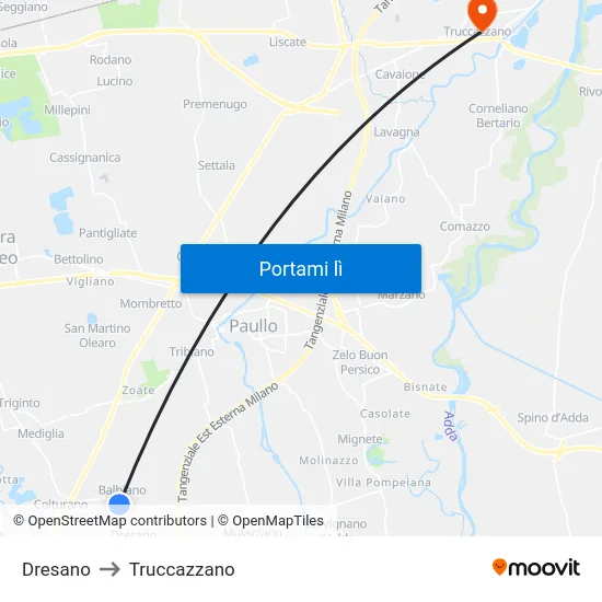Dresano to Truccazzano map