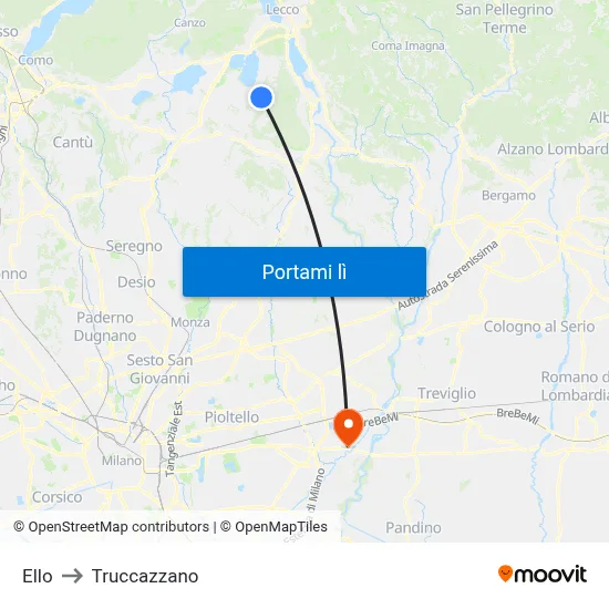 Ello to Truccazzano map