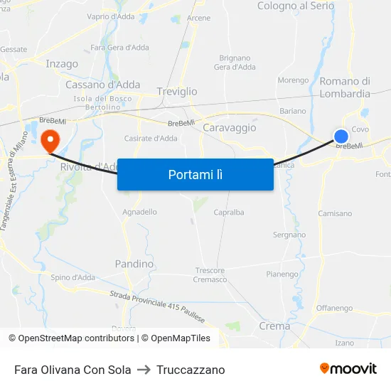 Fara Olivana Con Sola to Truccazzano map