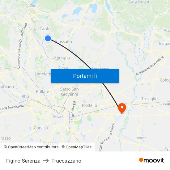 Figino Serenza to Truccazzano map