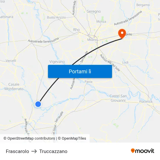 Frascarolo to Truccazzano map
