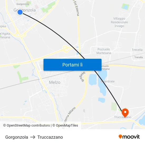Gorgonzola to Truccazzano map