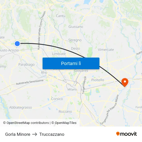 Gorla Minore to Truccazzano map