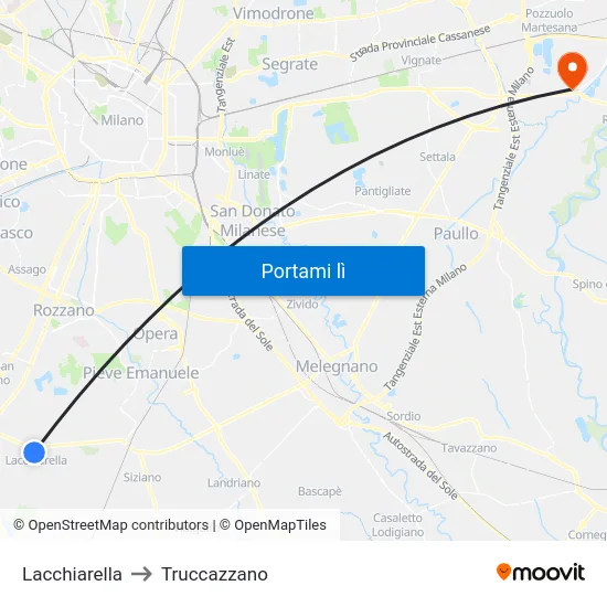 Lacchiarella to Truccazzano map