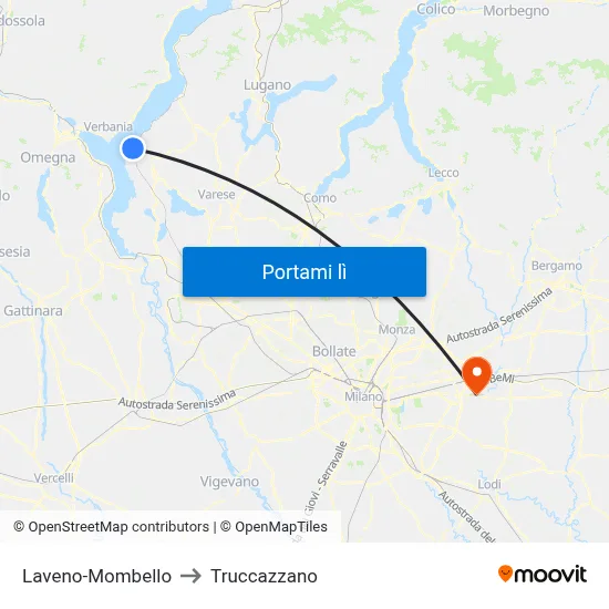 Laveno-Mombello to Truccazzano map