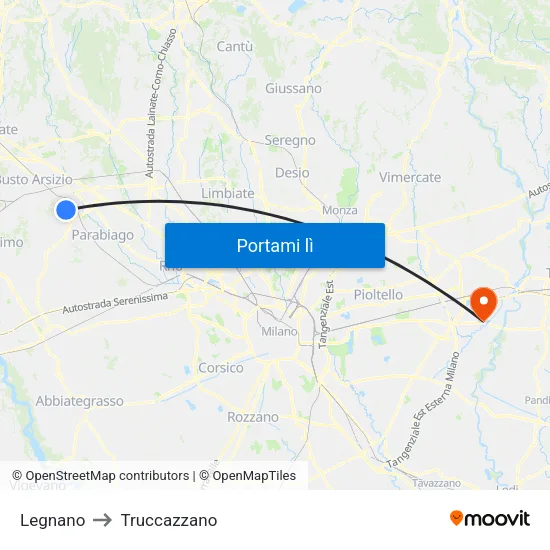 Legnano to Truccazzano map