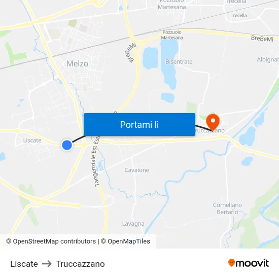 Liscate to Truccazzano map