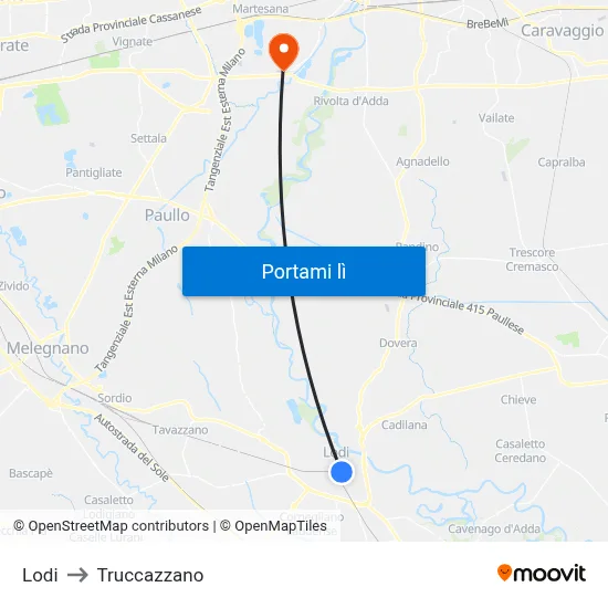 Lodi to Truccazzano map