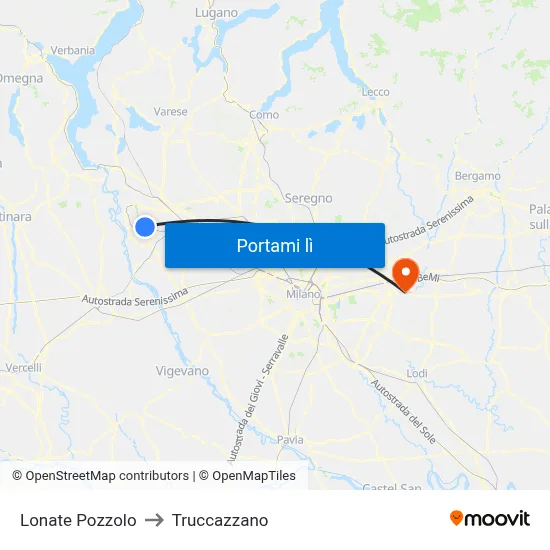 Lonate Pozzolo to Truccazzano map
