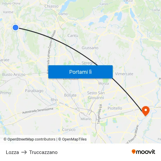 Lozza to Truccazzano map