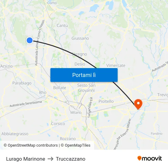 Lurago Marinone to Truccazzano map
