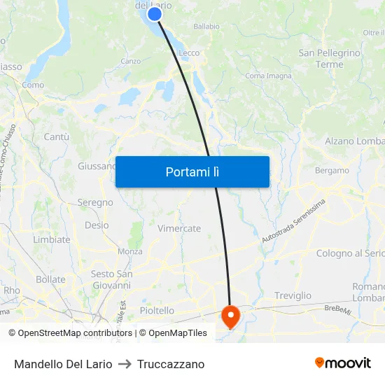 Mandello Del Lario to Truccazzano map