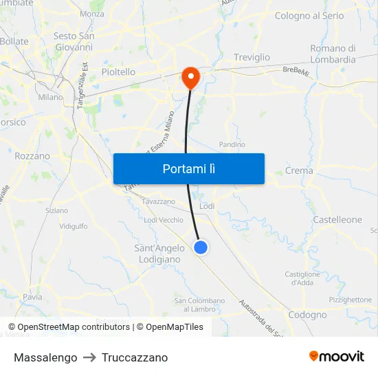 Massalengo to Truccazzano map