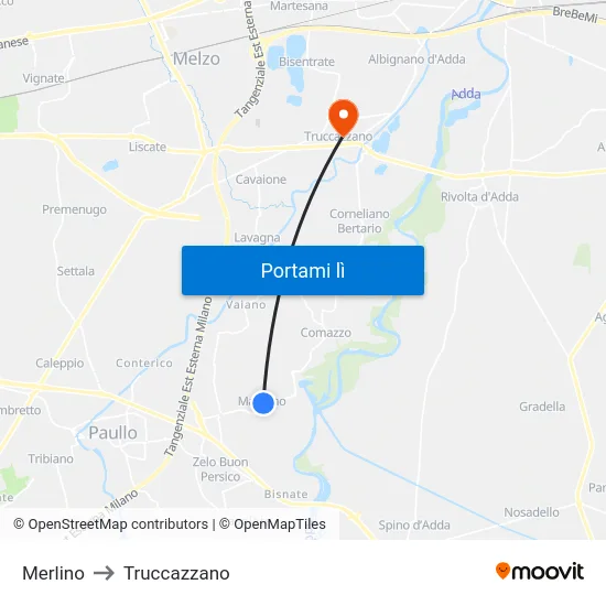 Merlino to Truccazzano map
