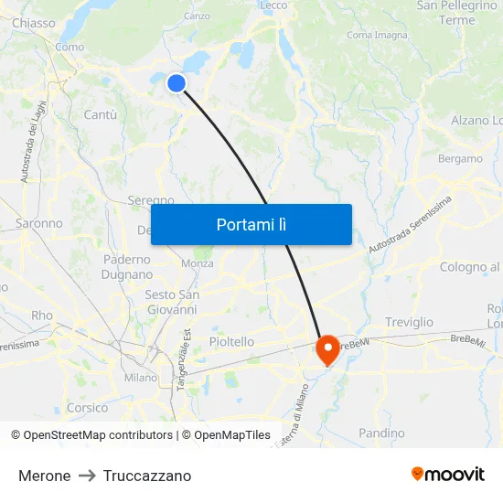 Merone to Truccazzano map