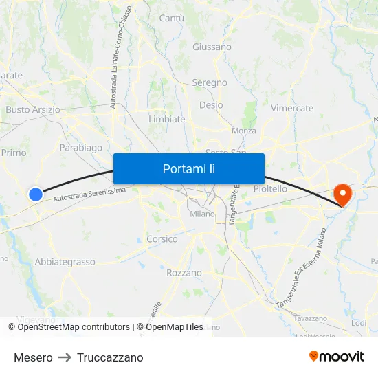 Mesero to Truccazzano map