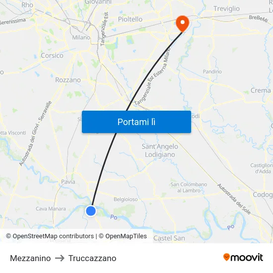 Mezzanino to Truccazzano map