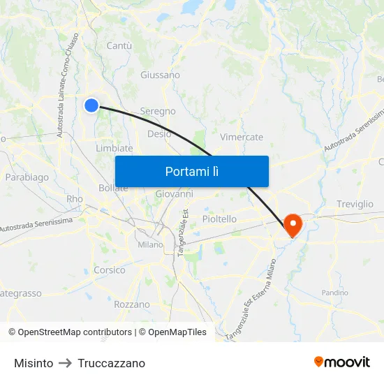 Misinto to Truccazzano map