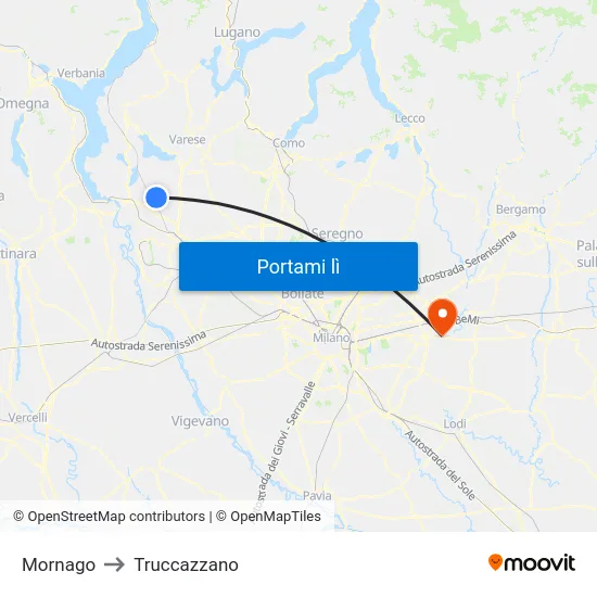 Mornago to Truccazzano map