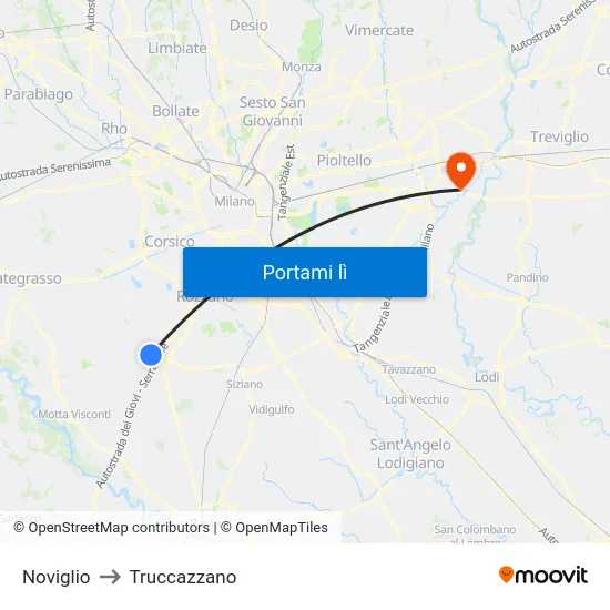 Noviglio to Truccazzano map