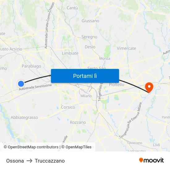 Ossona to Truccazzano map