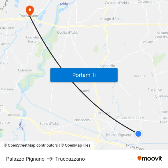 Palazzo Pignano to Truccazzano map