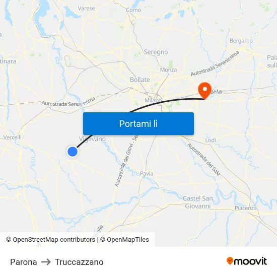 Parona to Truccazzano map