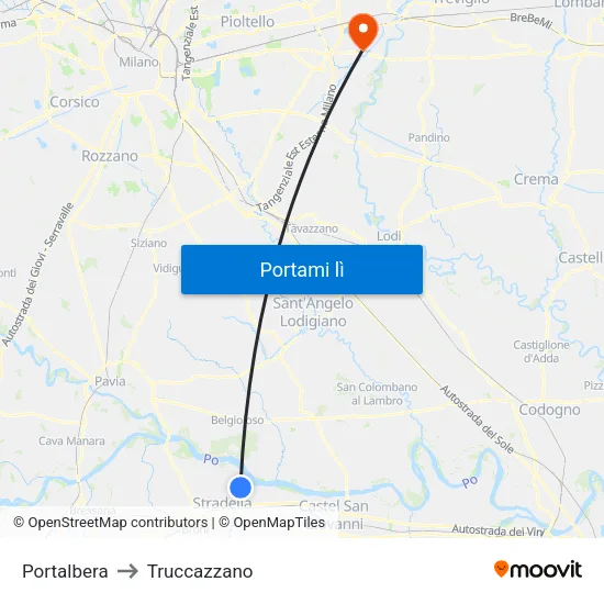 Portalbera to Truccazzano map
