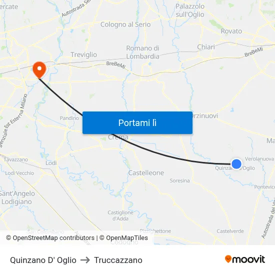 Quinzano D' Oglio to Truccazzano map