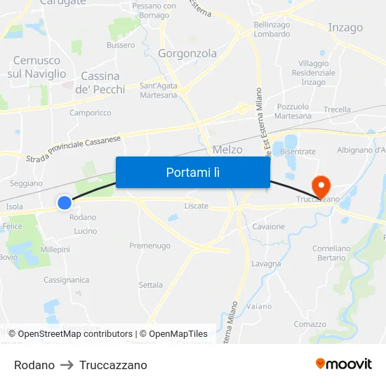 Rodano to Truccazzano map