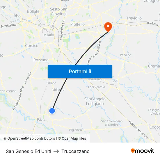 San Genesio Ed Uniti to Truccazzano map