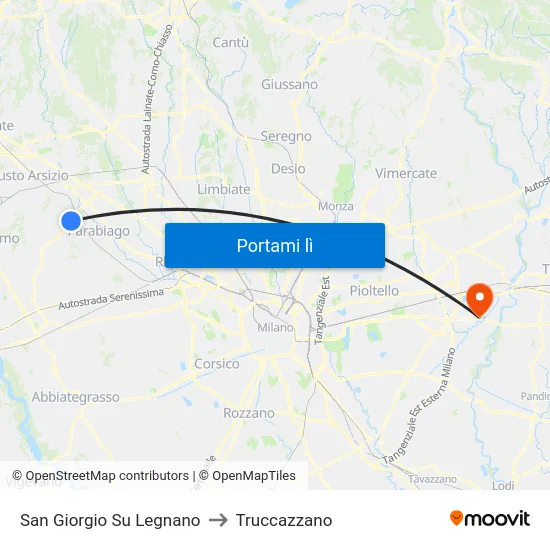 San Giorgio Su Legnano to Truccazzano map