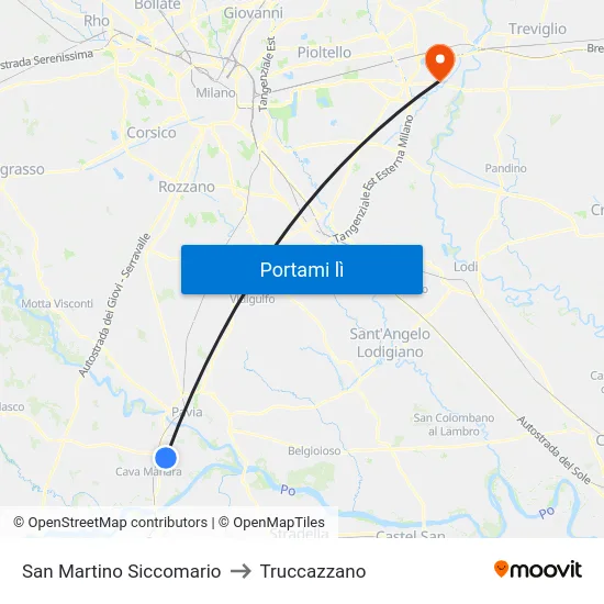 San Martino Siccomario to Truccazzano map