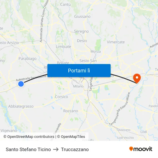 Santo Stefano Ticino to Truccazzano map