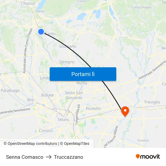 Senna Comasco to Truccazzano map