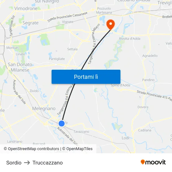 Sordio to Truccazzano map
