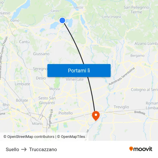 Suello to Truccazzano map