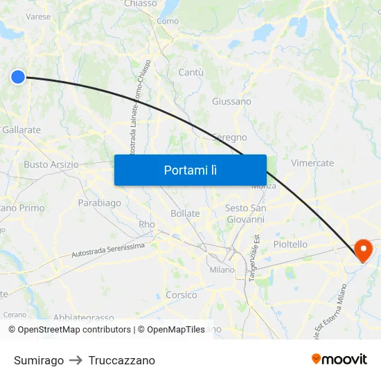 Sumirago to Truccazzano map